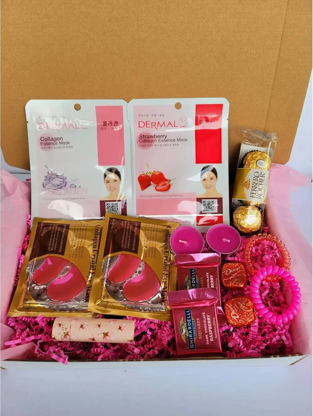 Luxury Women's Self-Care Gift Box with Face Masks, Candles